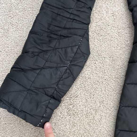North Face Down Puffer Jacket Womens XS 800 Black Hooded Minimalist Lightweight - Picture 3 of 9